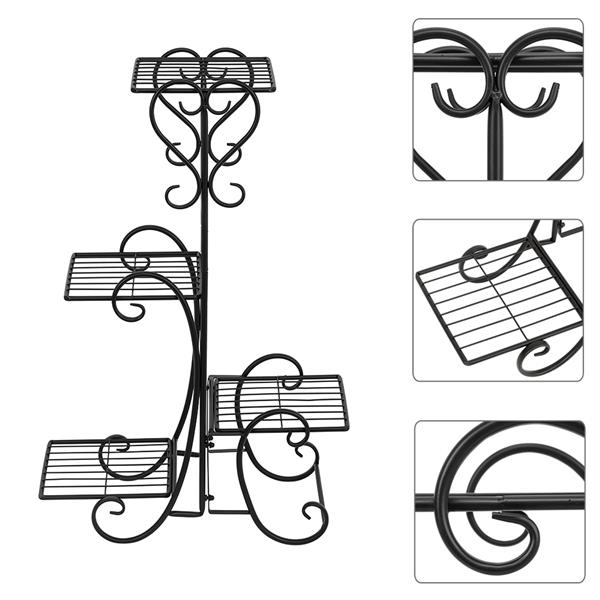 Iron Plant Stand with 4 Platforms - 32" H, Available in Black