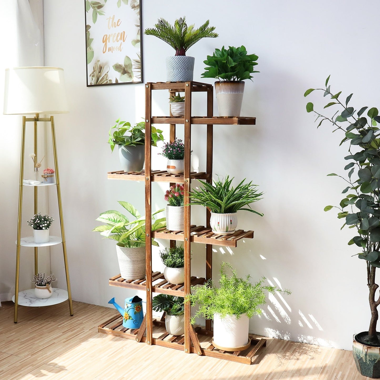 Plant Stand with 6 Platforms - 52" H, Pine Wood