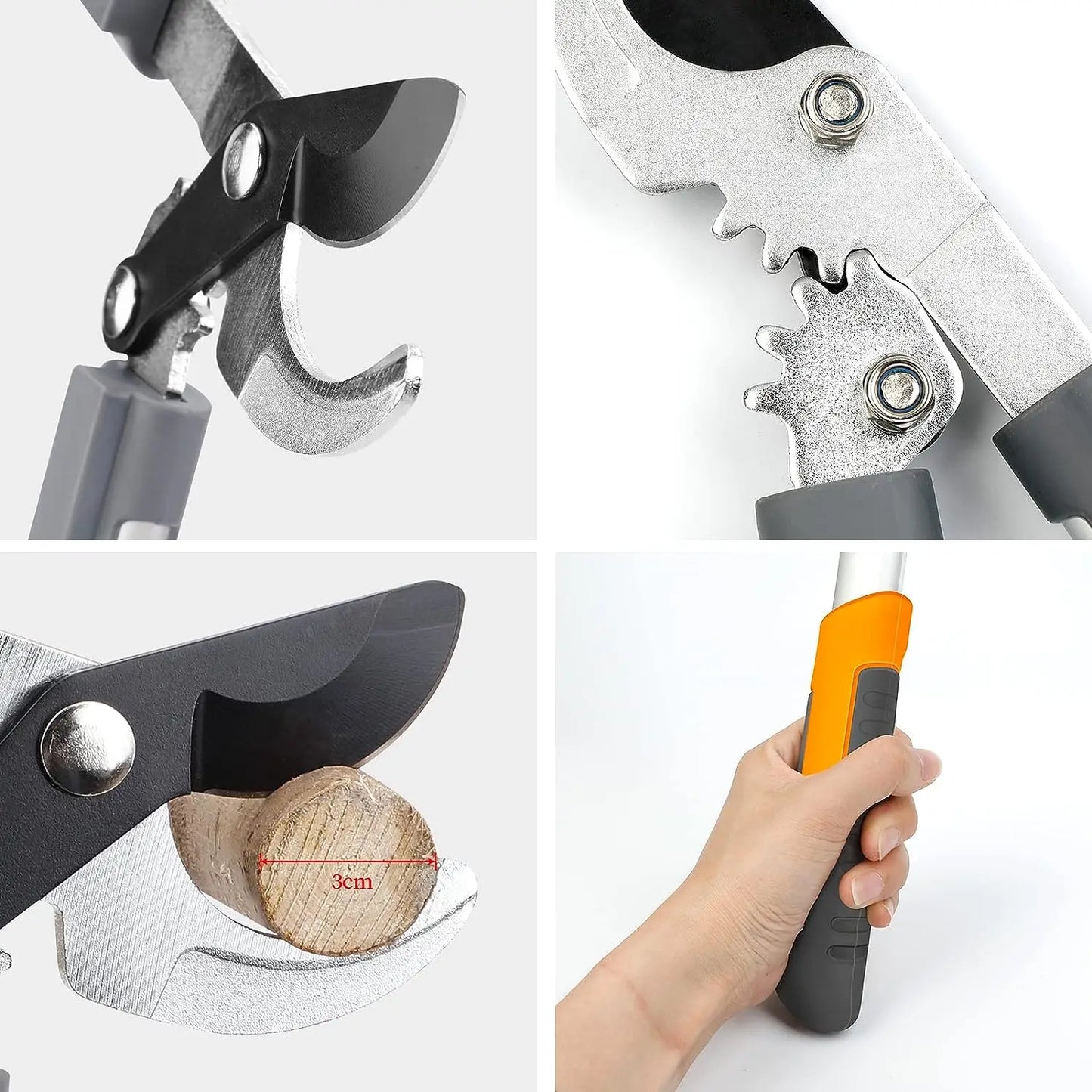 Bypass Pruners - 17.7" Long, 1.2" Cutting Power, Anti-Slip Grips