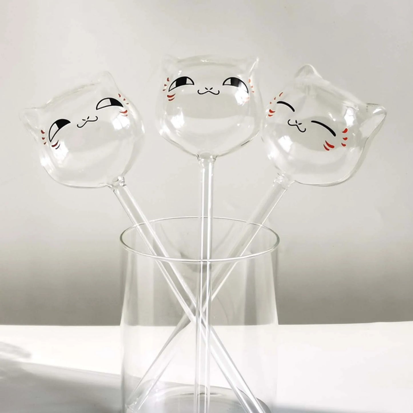 Watering Globes - Glass, Cat-Themed, 9.4" Long, Slow-Drip