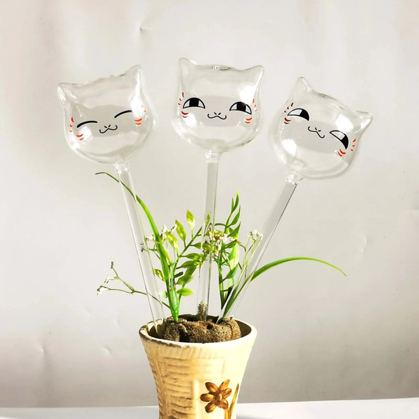 Watering Globes - Glass, Cat-Themed, 9.4" Long, Slow-Drip