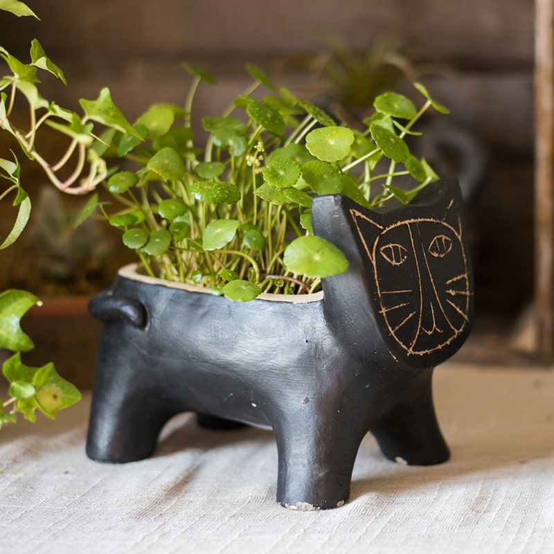 Cat Planter (Black) - Available in 5.9" L or 4.7" L, Indoor / Outdoor Use