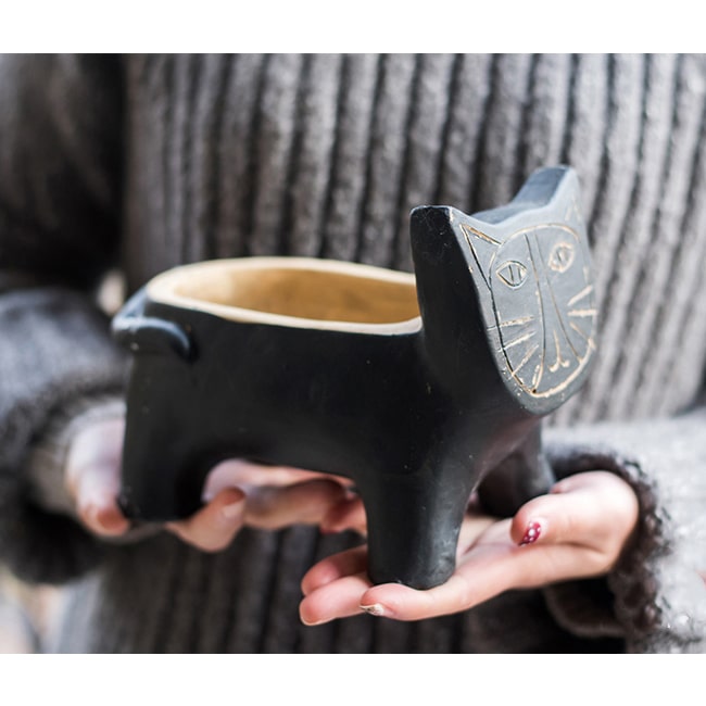 Cat Planter (Black) - Available in 5.9" L or 4.7" L, Indoor / Outdoor Use