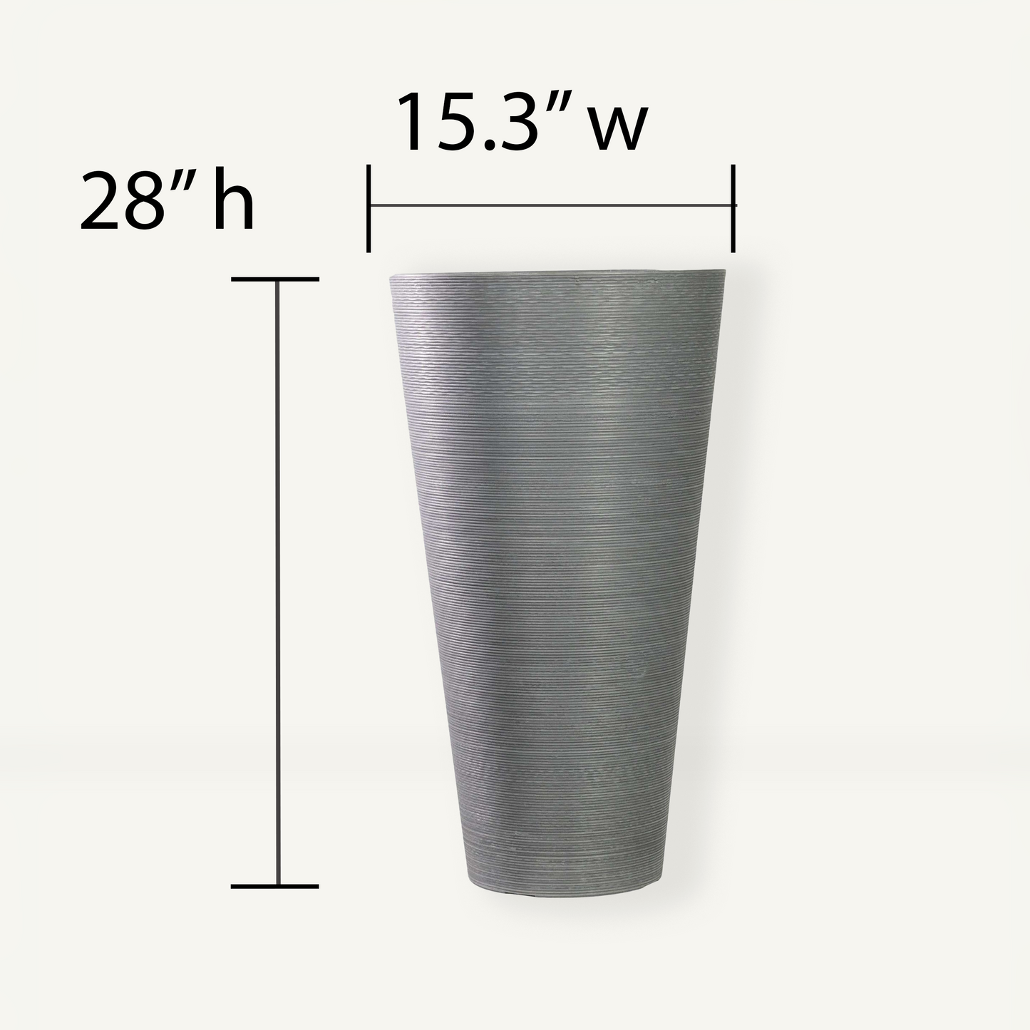 Extra Large Planter (Grey) - 15.3" W, 28" Tall, Indoor / Outdoor Use