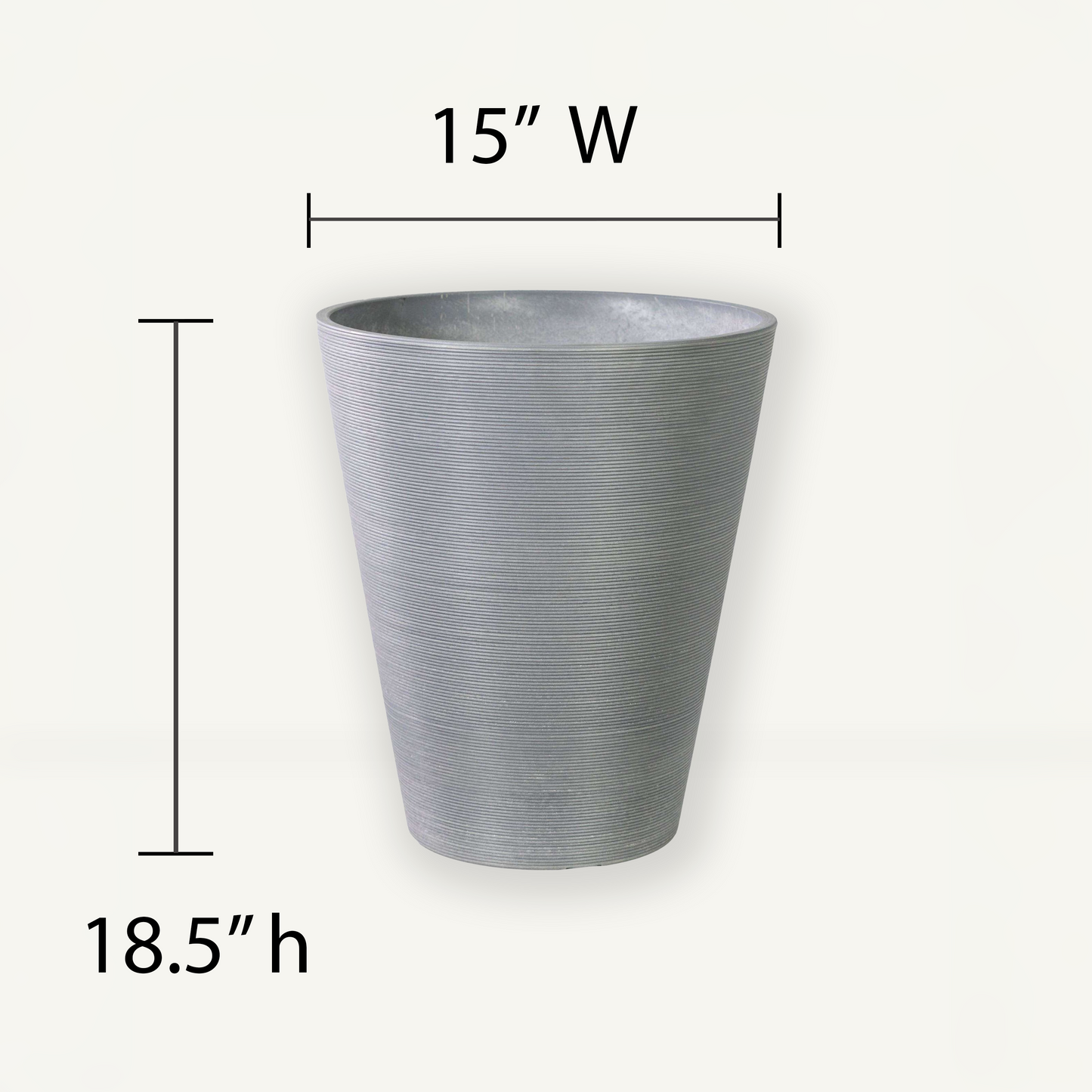 Extra Large Planter (Grey) - 15" W X 18.5" H, for Larger Sized Plants, Indoor / Outdoor Use