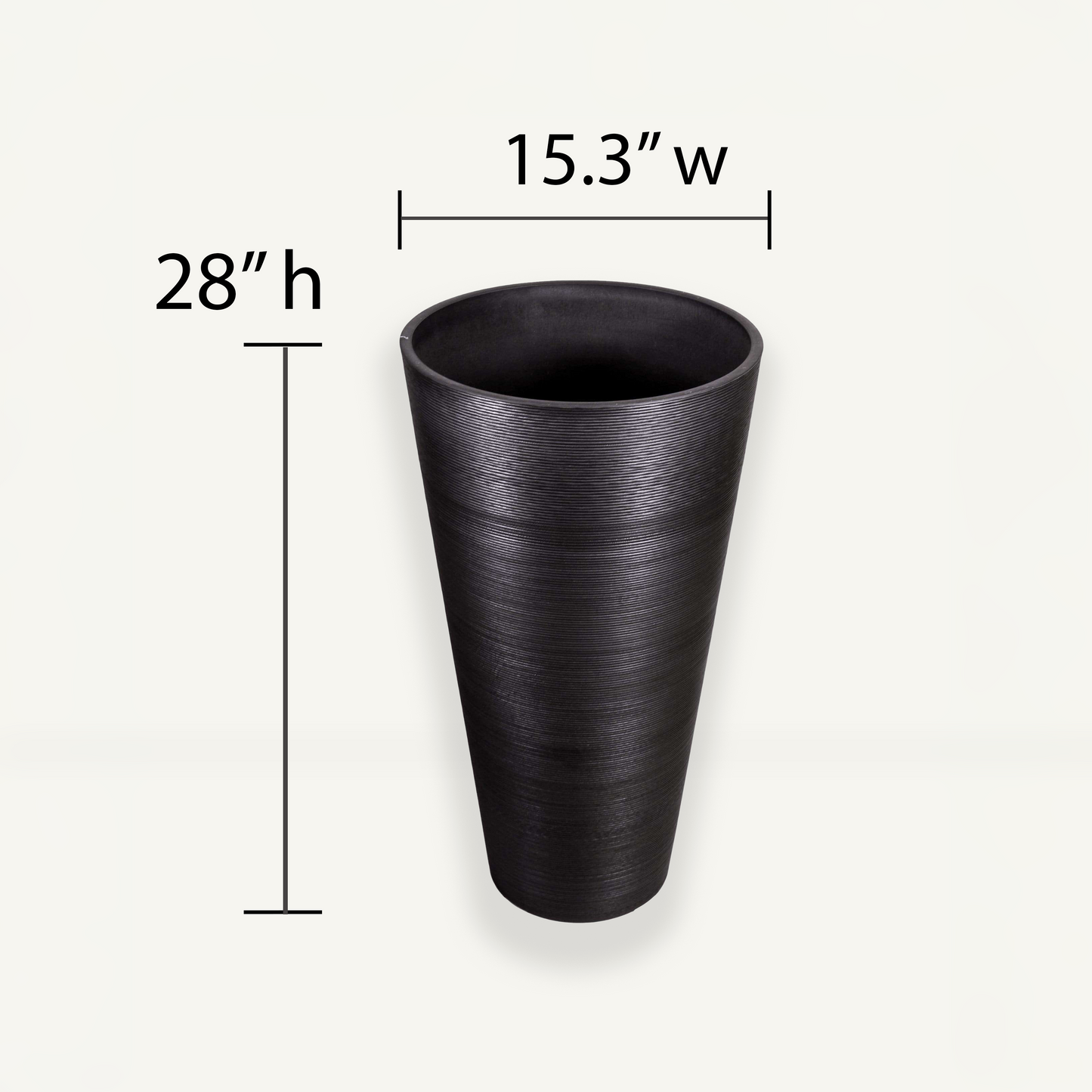 Extra Large Planter (Jet Black) - 15.3" W, 28" Tall