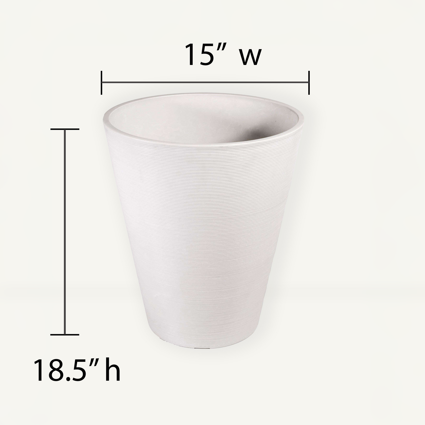 Extra Large Planter (White) - 15" W X 18.5" H, for Larger Sized Plants, Indoor / Outdoor Use