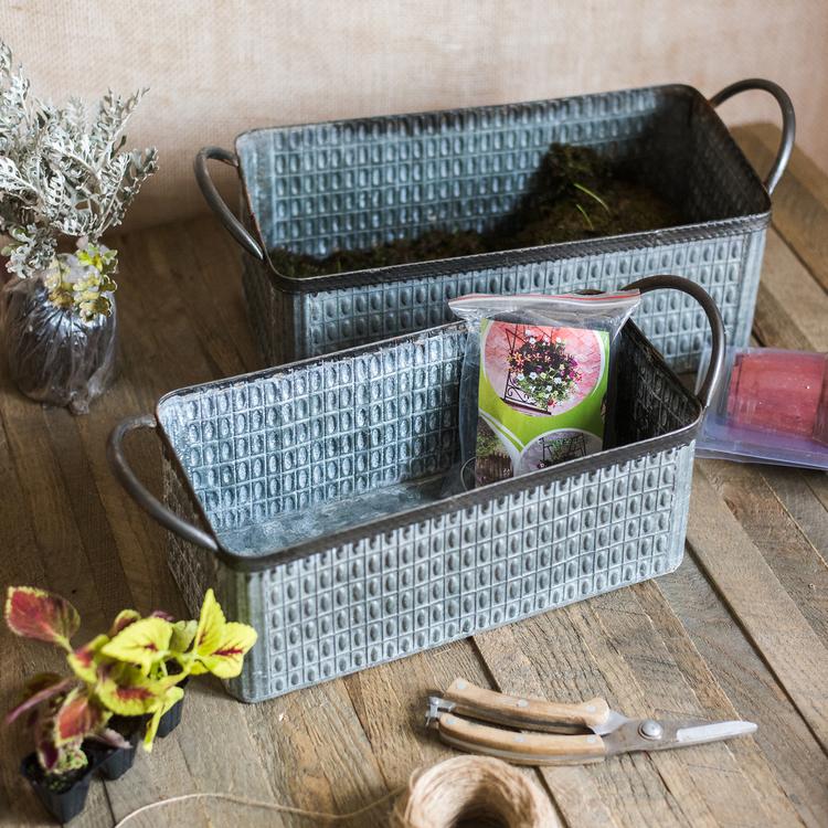 Iron Planter Box (Grey & Black) - Available in 13.4" L or 16.1" L, Indoor / Outdoor Use