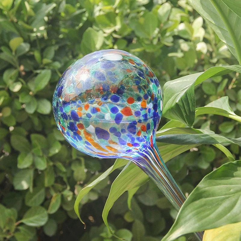 Glass Watering Globes - 5 Pack, Various Colors, Self-Watering