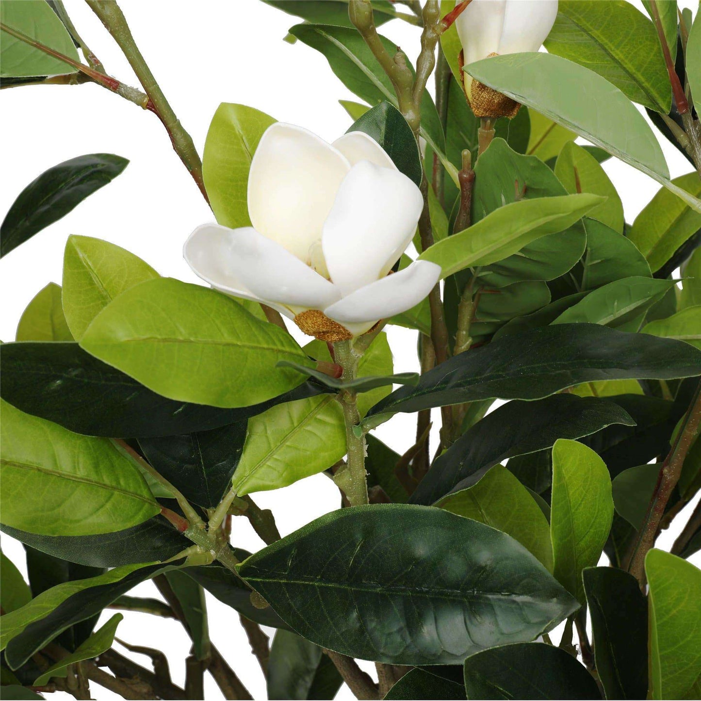 Artificial Magnolia Tree - 4.3 ft Tall, Pot Included, White Petals