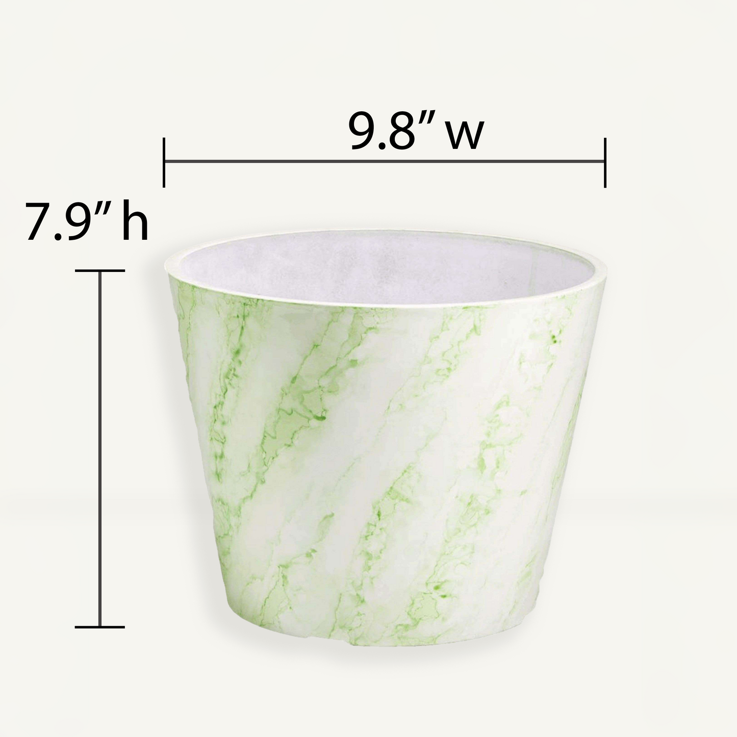 Large Planter (Green) - 9.8" W x 7.9" H, for Larger Sized Plants