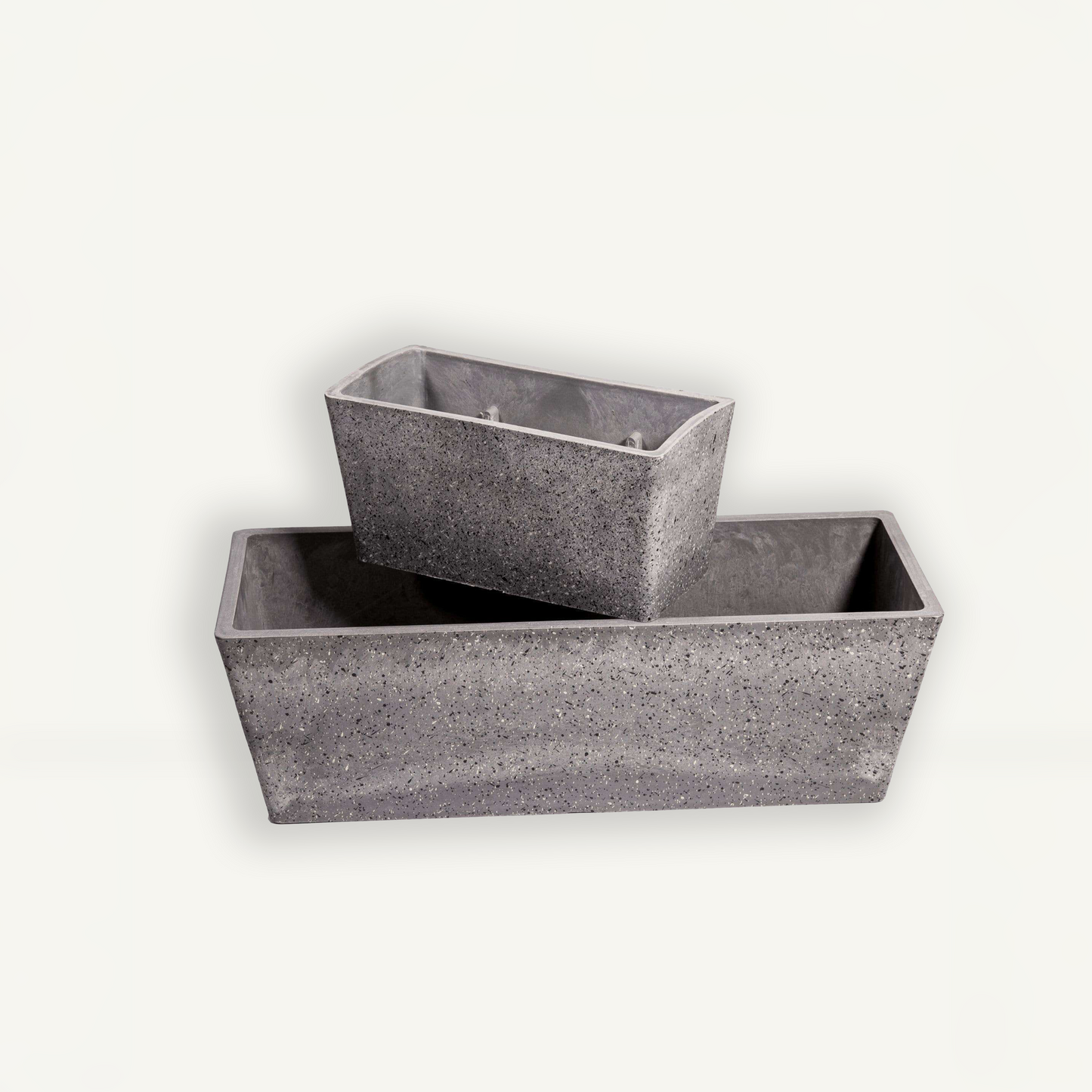 Planter Box (Stone Grey) - 19.7" L X 6.3" H, for Flower Beds or Medium Sized Plants, Indoor / Outdoor Use