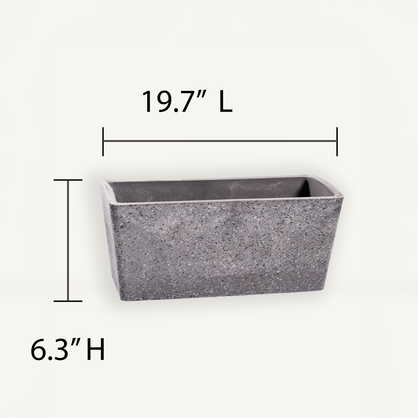 Planter Box (Stone Grey) - 19.7" L X 6.3" H, for Flower Beds or Medium Sized Plants, Indoor / Outdoor Use