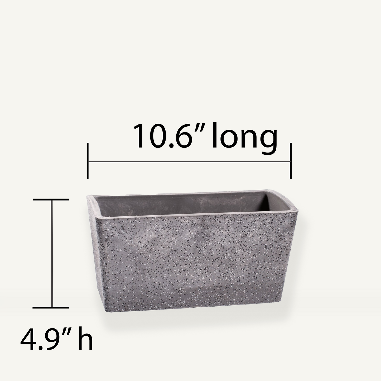 Long Planter (Stone Grey) - for Smaller Plants or Flowers, 10.6" Long