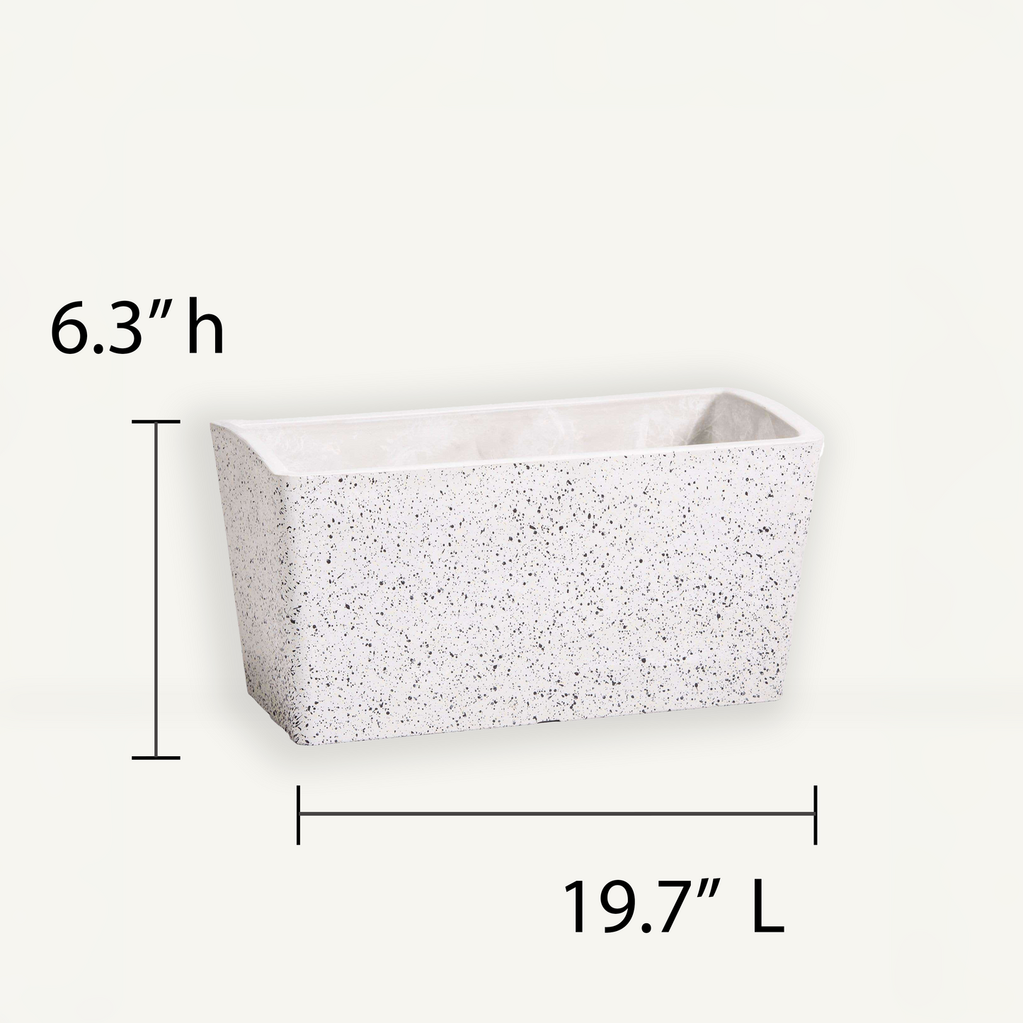 Planter Box (Marble White) - 19.7" L X 6.3" H, for Flowers or Medium Sized Plants, Indoor / Outdoor Use