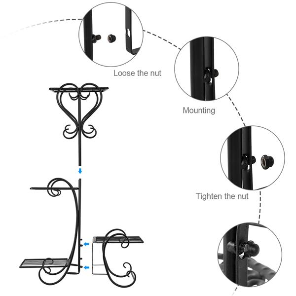 Iron Plant Stand with 4 Platforms - 32" H, Available in Black