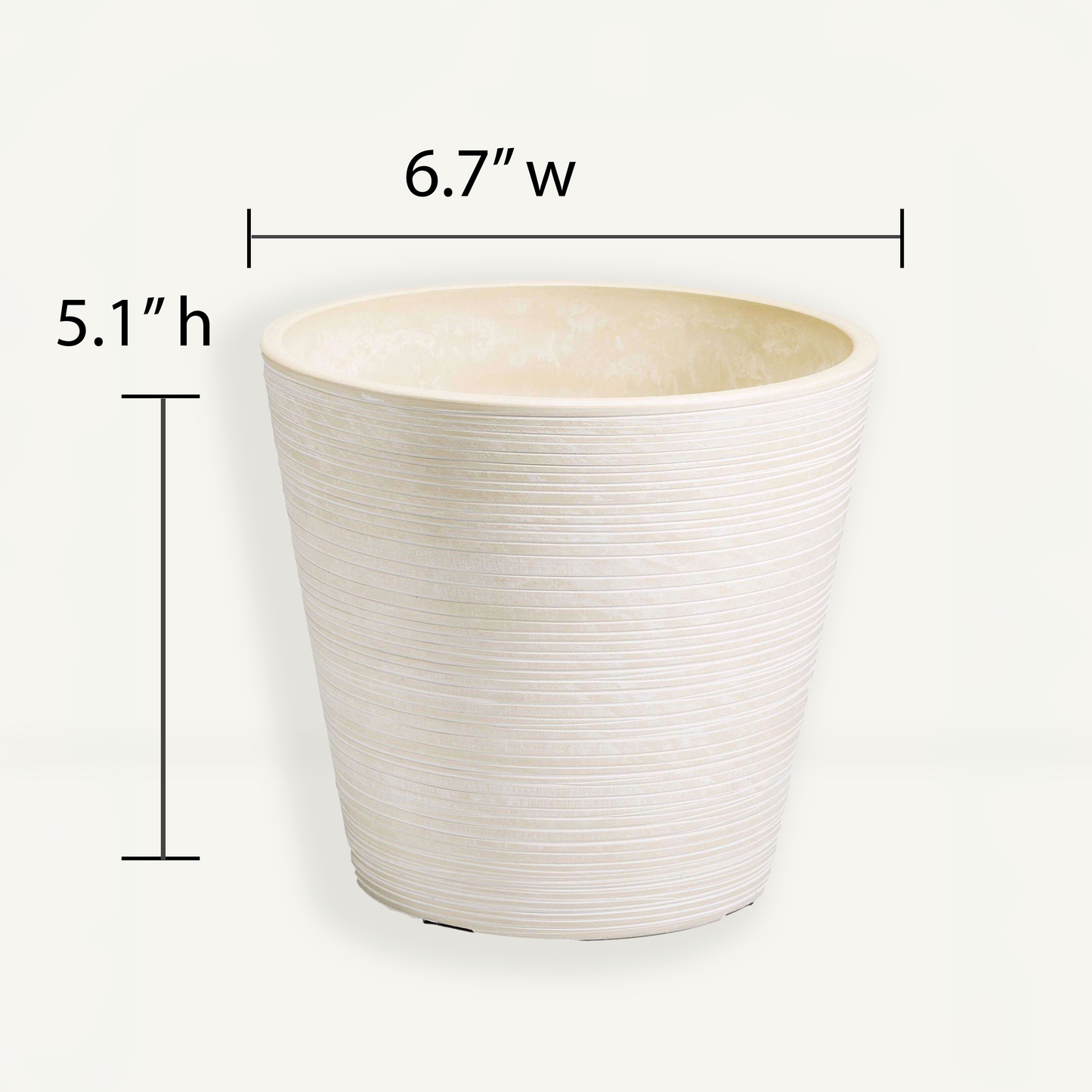 Plant Pot (Cream) - 6.7" W for Medium Sized Plants