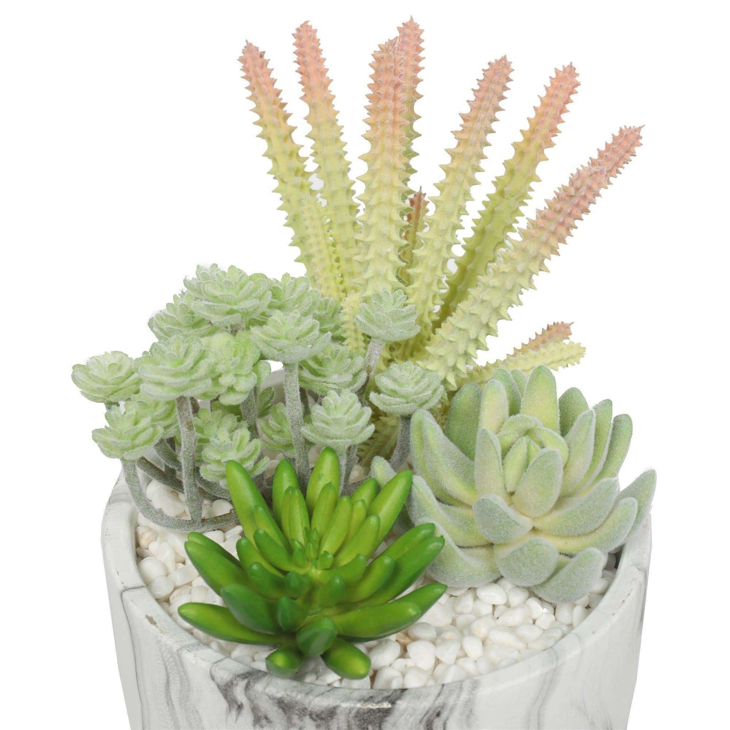 Artificial Succulents - Comes in 8" x 8" Marble Bowl
