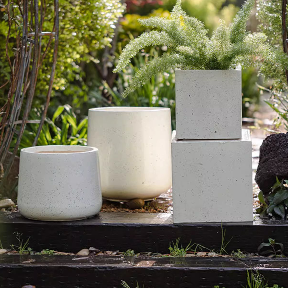 Square Planter Box (White) - Available in 8.6" W or 10.6" W, Indoor / Outdoor Use