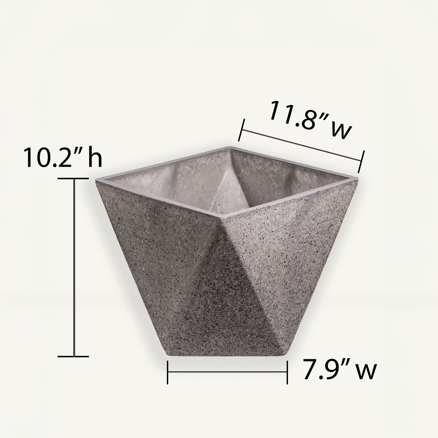 Square Planter (Grey) - 11.8" W for Larger Plants, Indoor / Outdoor Use