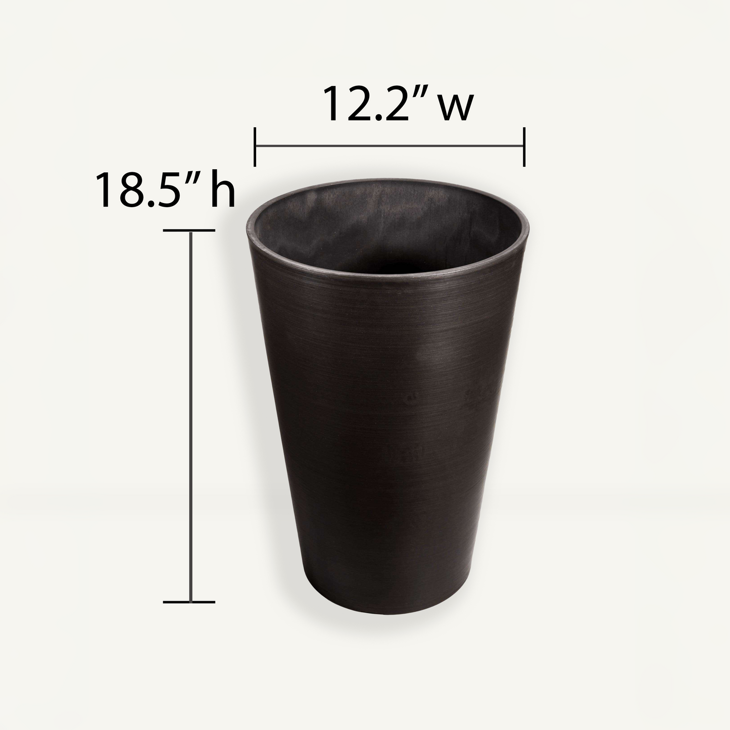 Extra Large Planter (Jet Black) - 12.2" W for Larger Sized Plants, 18.5" H