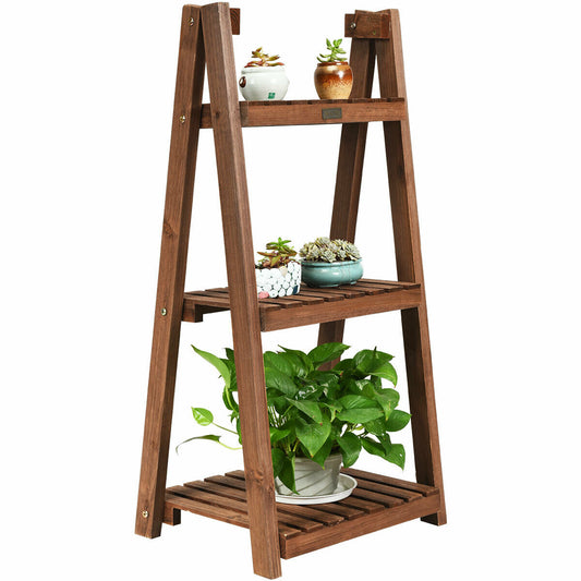 Triangular Plant Stand with 3 Platforms - Made with Fir