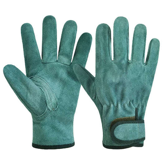 Leather Gardening Gloves - Various Sizes, Wrist Straps Included, Available in Light Blue