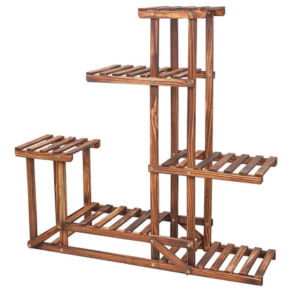 Wooden Plant Stand with 6 Platforms - Made with Pine Wood