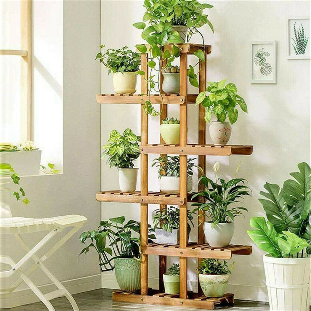 Wooden Plant Stand with 6 Platforms - Made with Pine