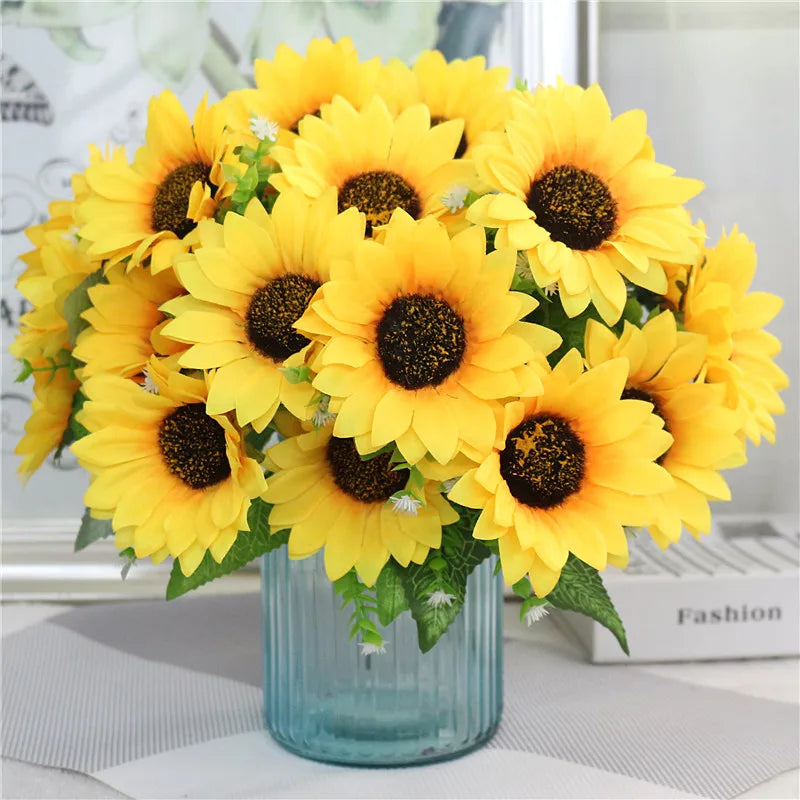 Silk Sunflower Stems - 11.8" L, Comes with Seven Sunflowers Heads