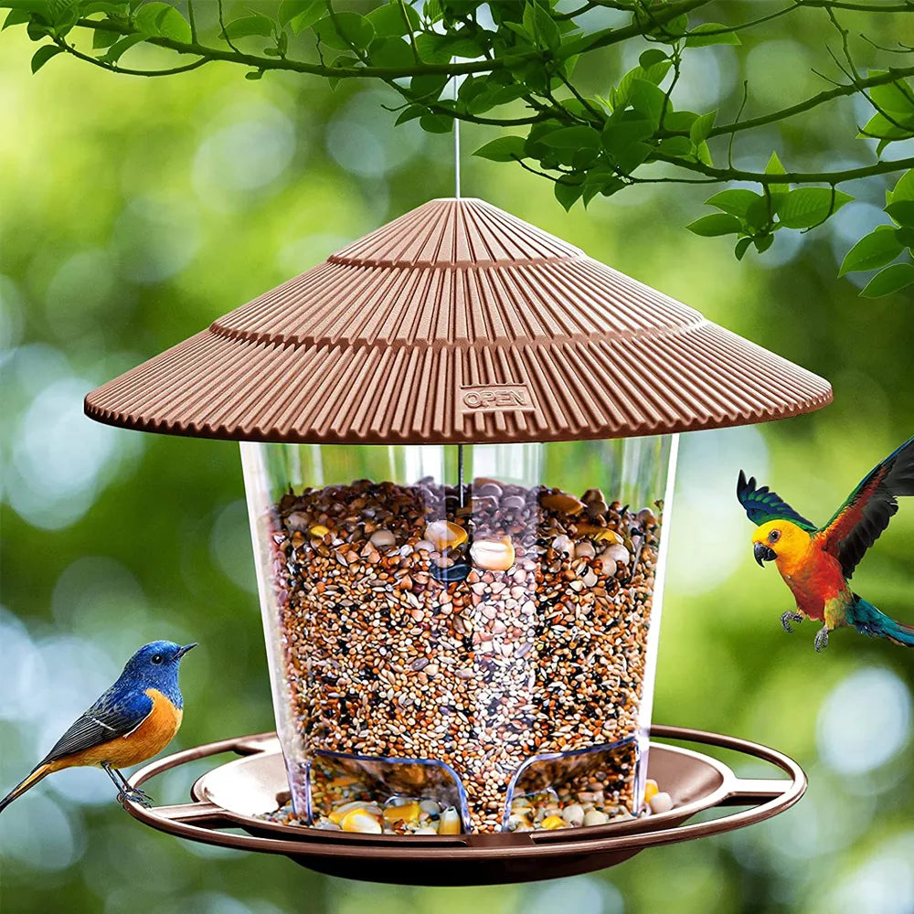 Mini Bird Feeder - Cone Roof, Includes Cord for Hanging