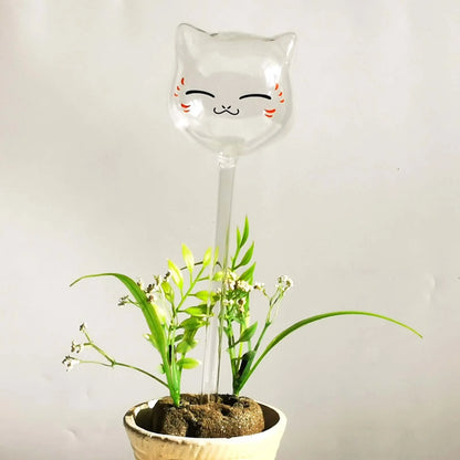 Watering Globes - Glass, Cat-Themed, 9.4" Long, Slow-Drip
