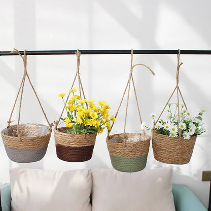 Rattan Hanging Planters - 7.87" Round for Medium Sized Plants