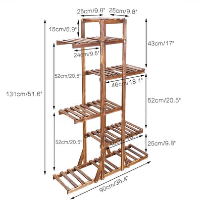 Wooden Plant Stand with 6 Platforms - Made with Pine