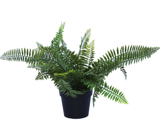 an artificial fern plant with large branches