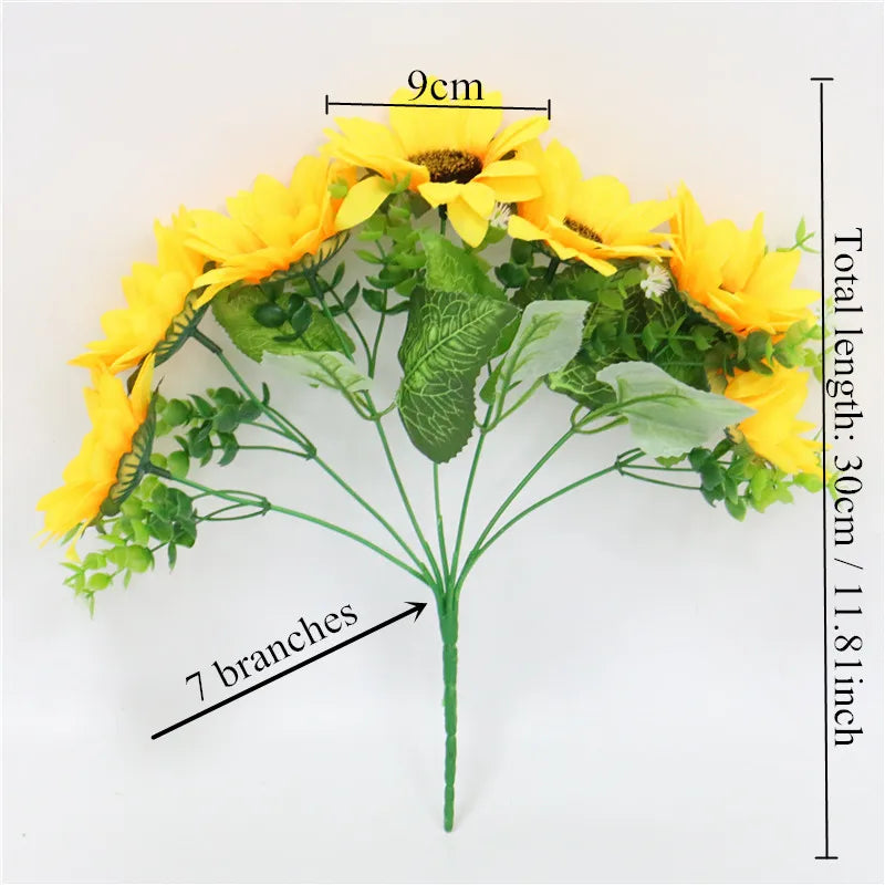 Silk Sunflower Stems - 11.8" L, Comes with Seven Sunflowers Heads