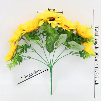 Silk Sunflower Stems - 11.8" L, Comes with Seven Sunflowers Heads