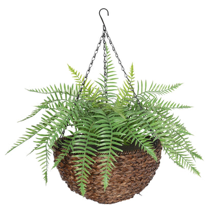 a hanging fern plant with chain