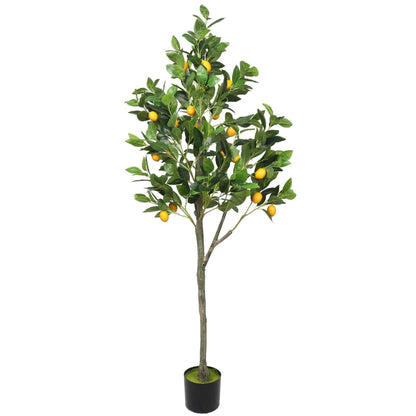an artificial lemon tree in a pot