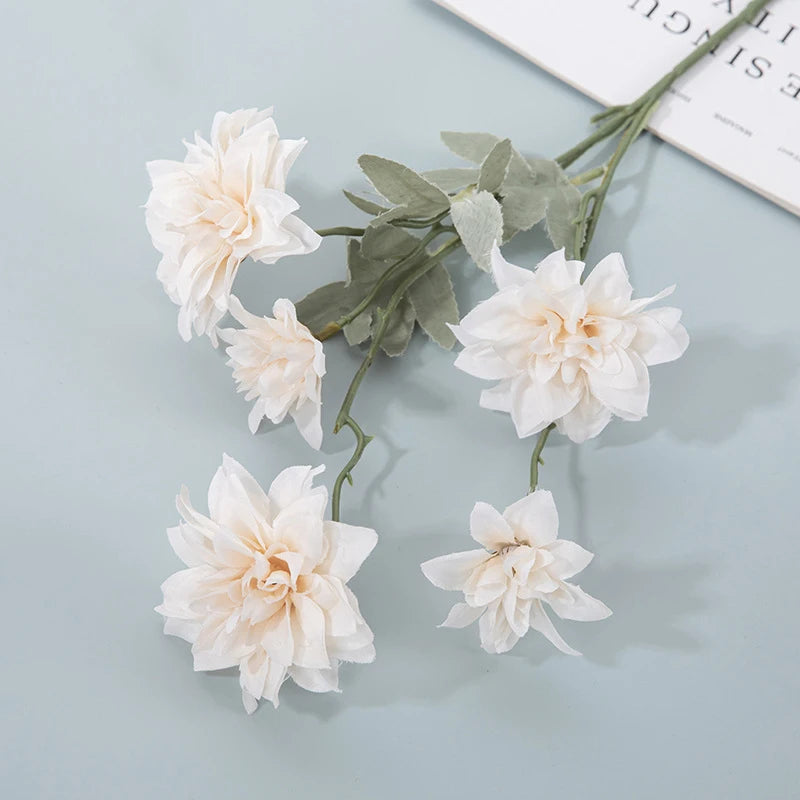 a silk dahlia on its side