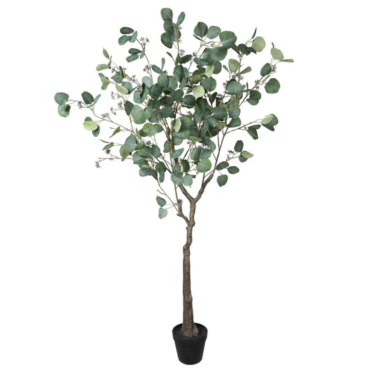 Large Artificial Eucalyptus Tree - 4.9 ft Tall, Pot Included