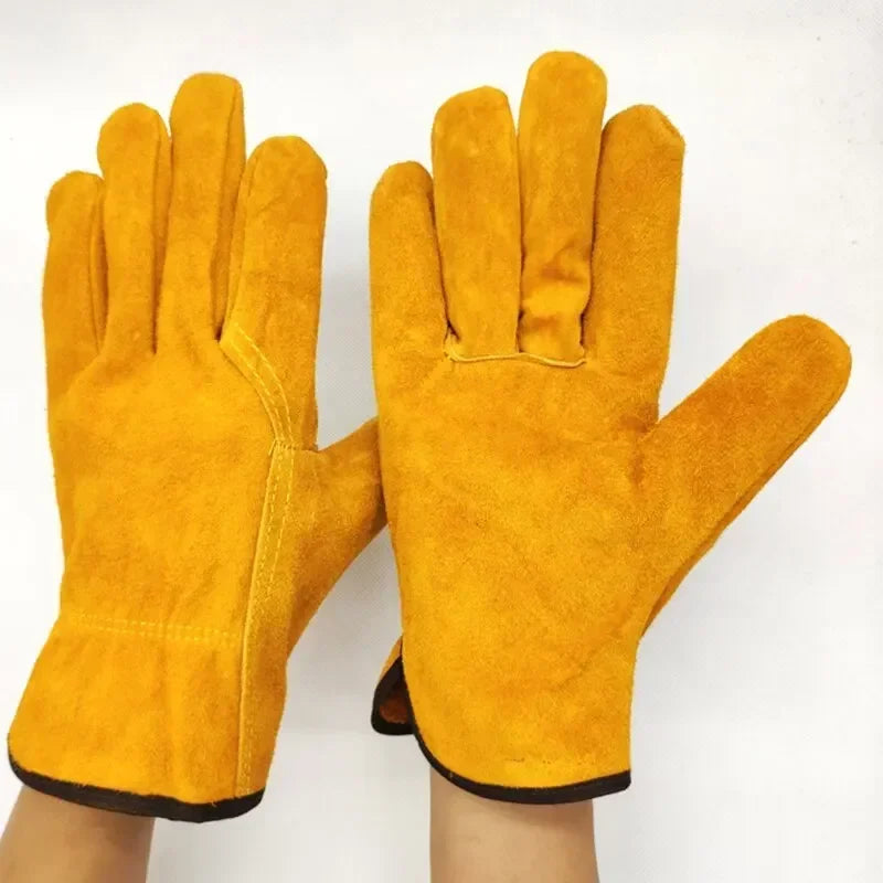 Leather Work Gloves - Size L, Available in Mustard