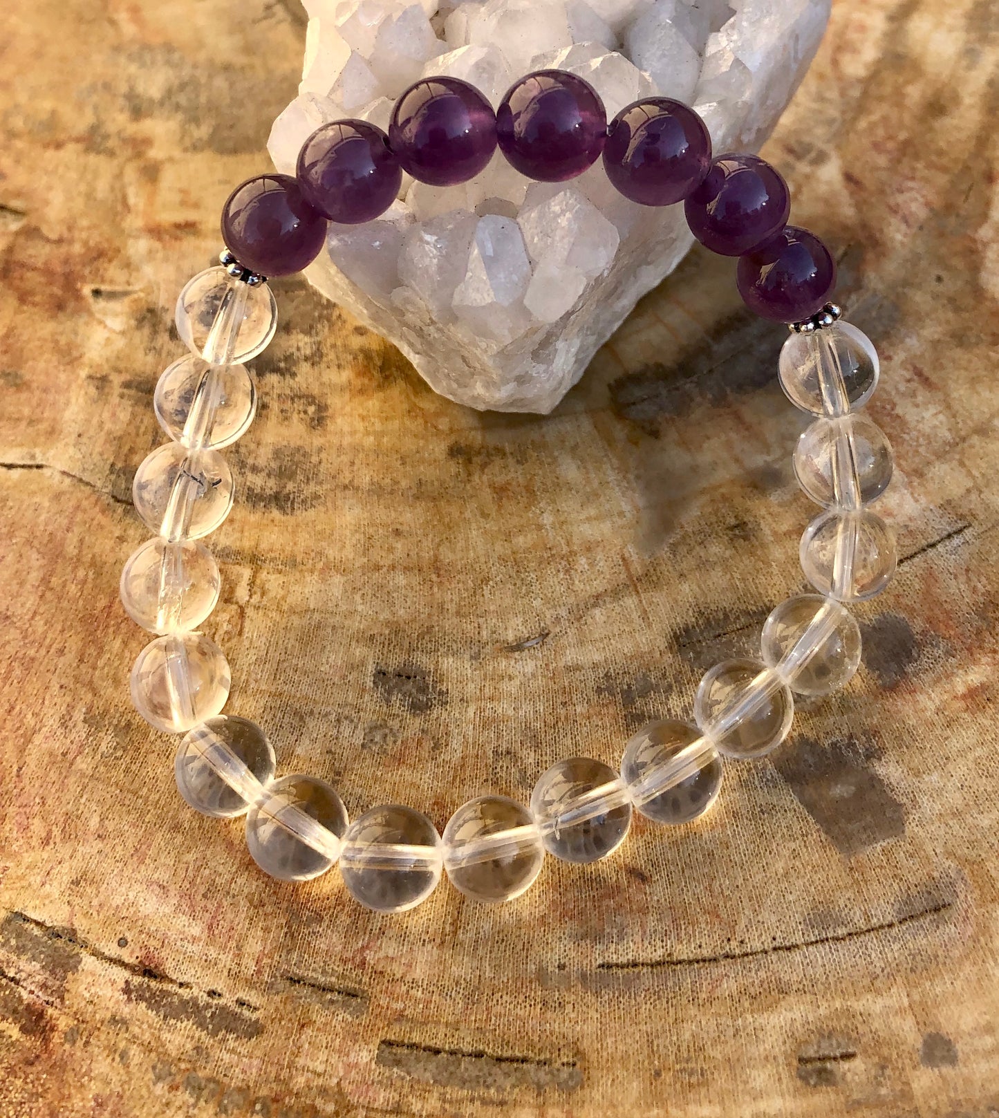 Gemstone Bracelet with Amethyst & Quartz