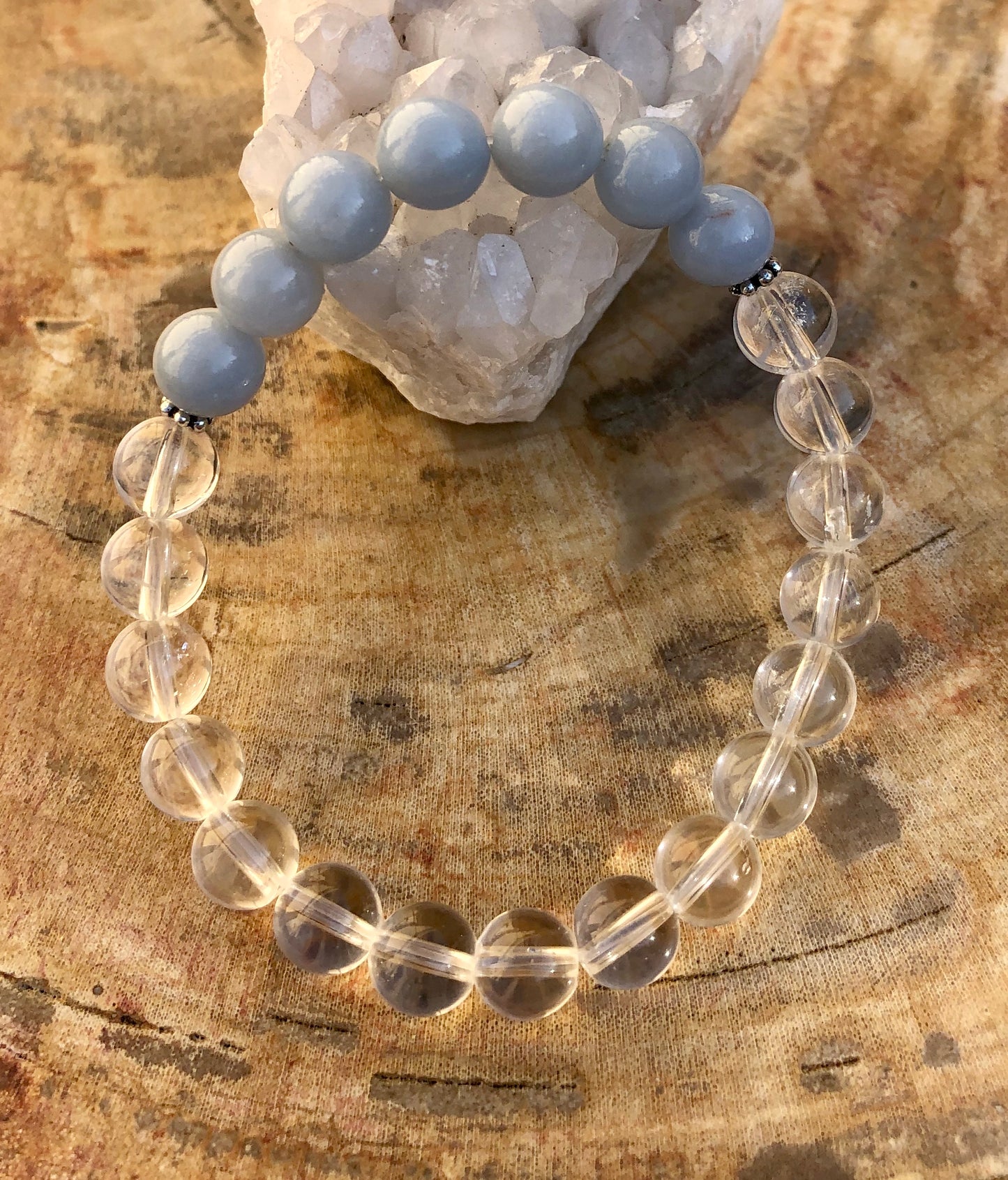 Gemstone Bracelet with Angelite & Crystal Quartz