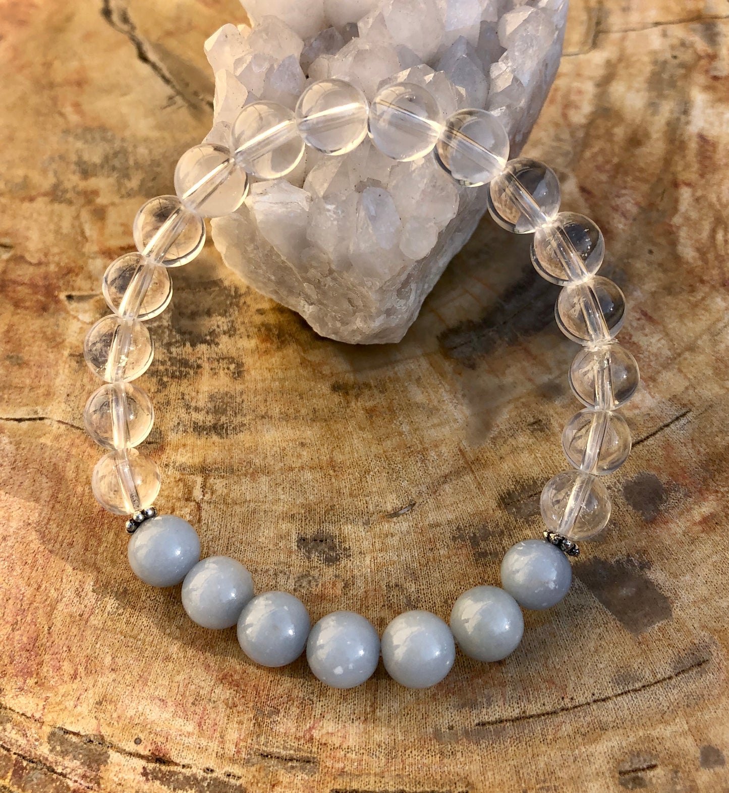 Gemstone Bracelet with Angelite & Crystal Quartz