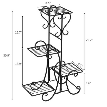 Iron Plant Stand with 4 Platforms - Available in Black