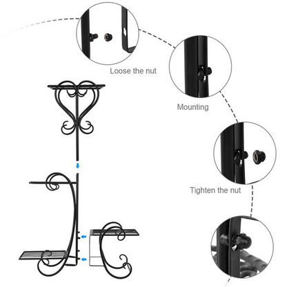 Iron Plant Stand with 4 Platforms - Available in Black