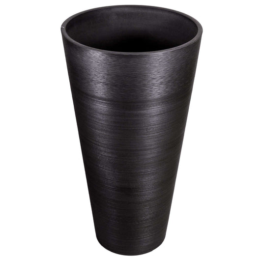 Tall Artisan Planter (Jet Black) - Engraved, 15.3" Round, 28" Tall