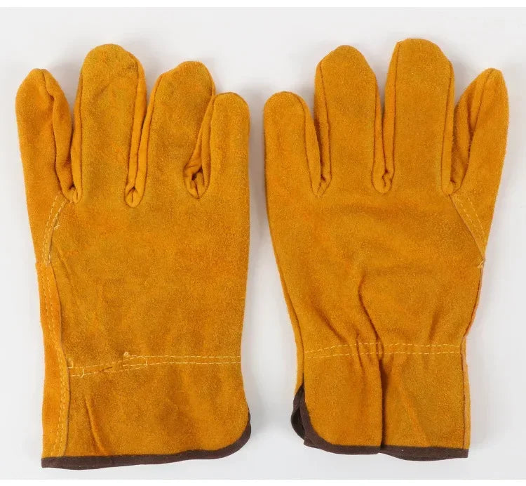 Leather Work Gloves - Size L, Available in Mustard