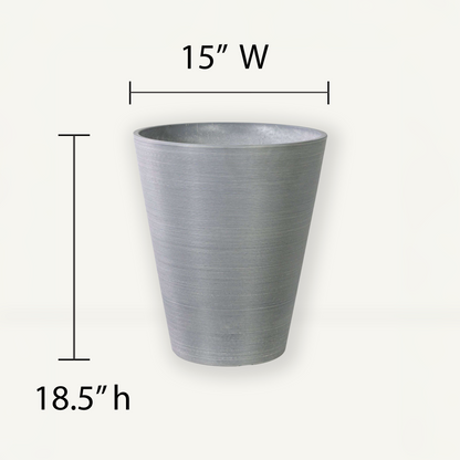 Extra Large Planter (Grey) - 15" W X 18.5" H, for Larger Sized Plants, Indoor / Outdoor Use